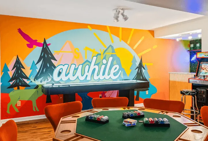 Game room with a poker table